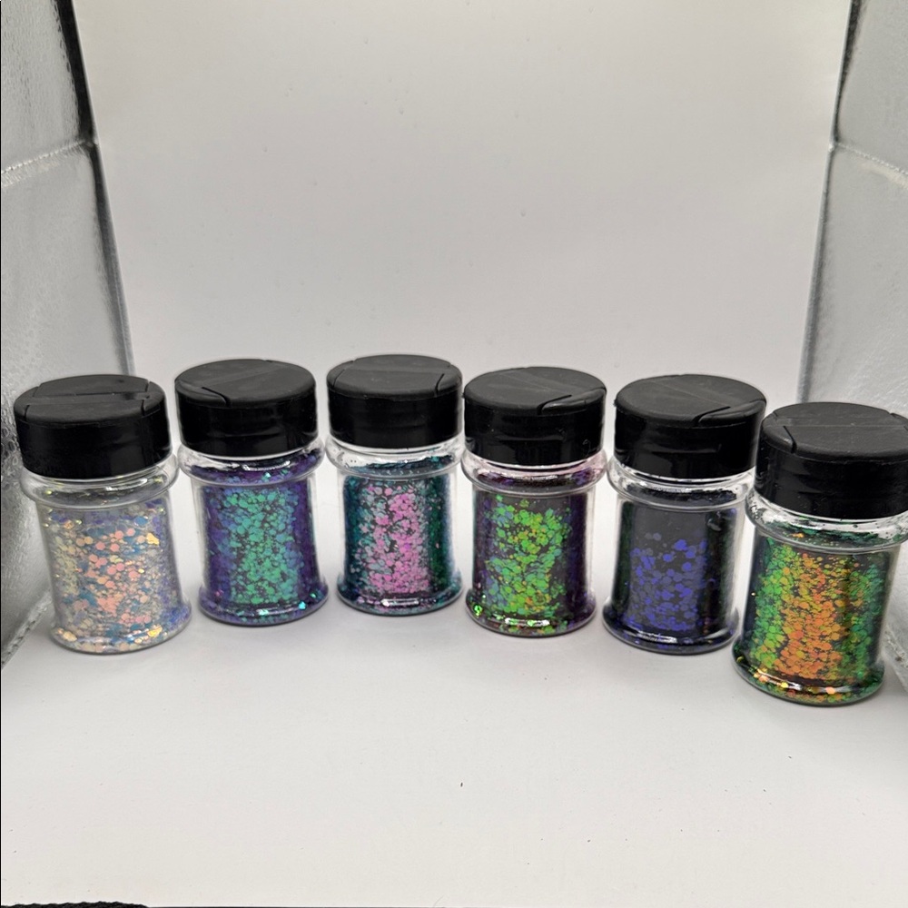 Iridescent Chunky Glitter Jars - Multicolor Holographic Flakes